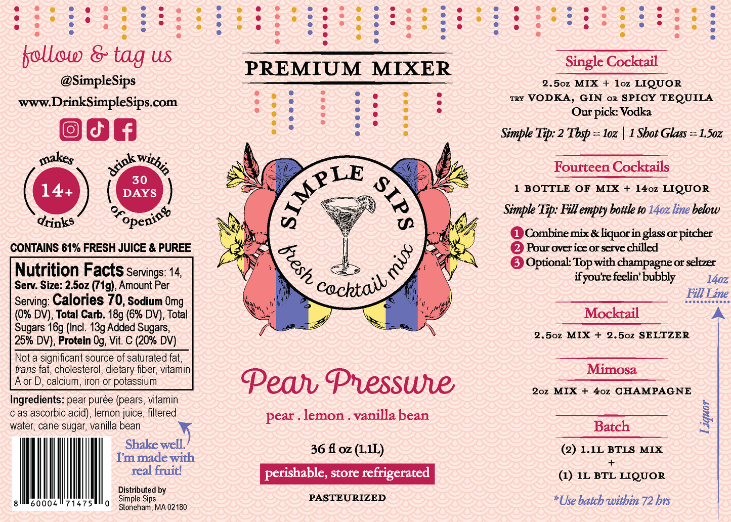 Pear Pressure Fresh Cocktail Mix