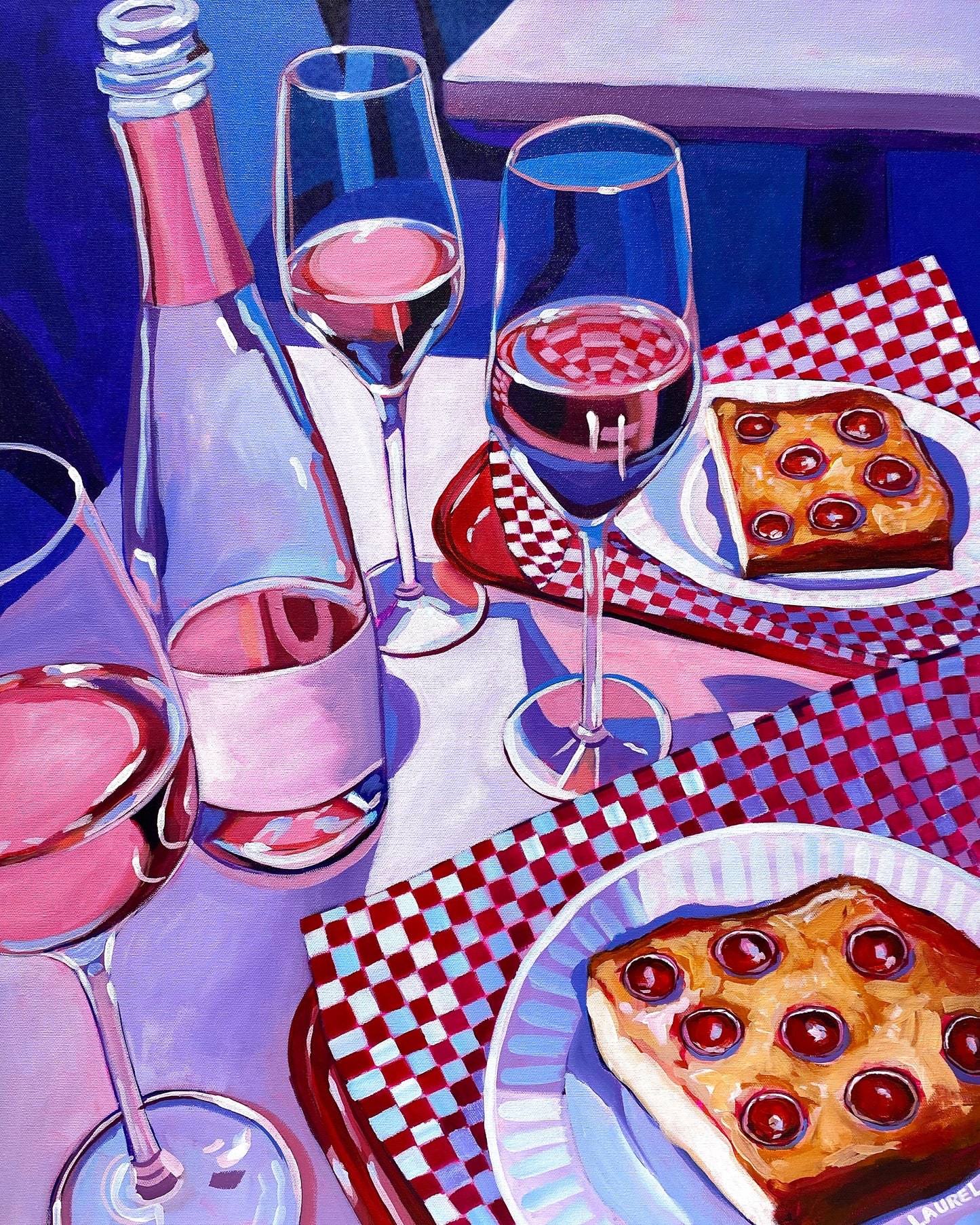 Wine and Pizza Print