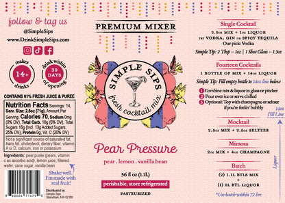 Pear Pressure Fresh Cocktail Mix