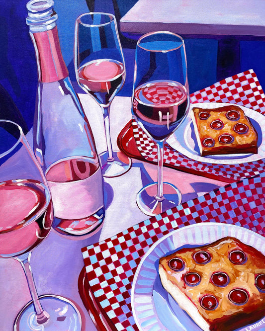 Wine and Pizza Print